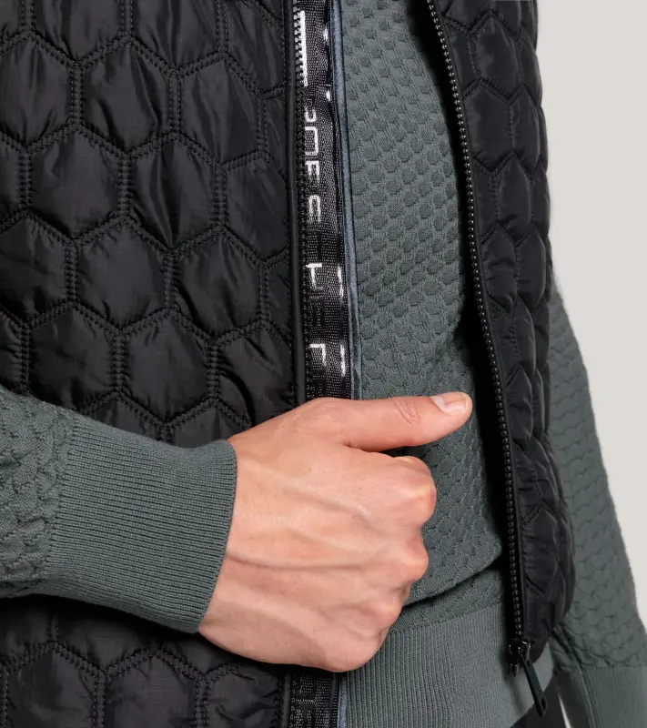 PORSCHE DESIGN Lightweight Vest Vesta prošívaná odlehčená na zip s šestiúhelníkovým vzorem černá
