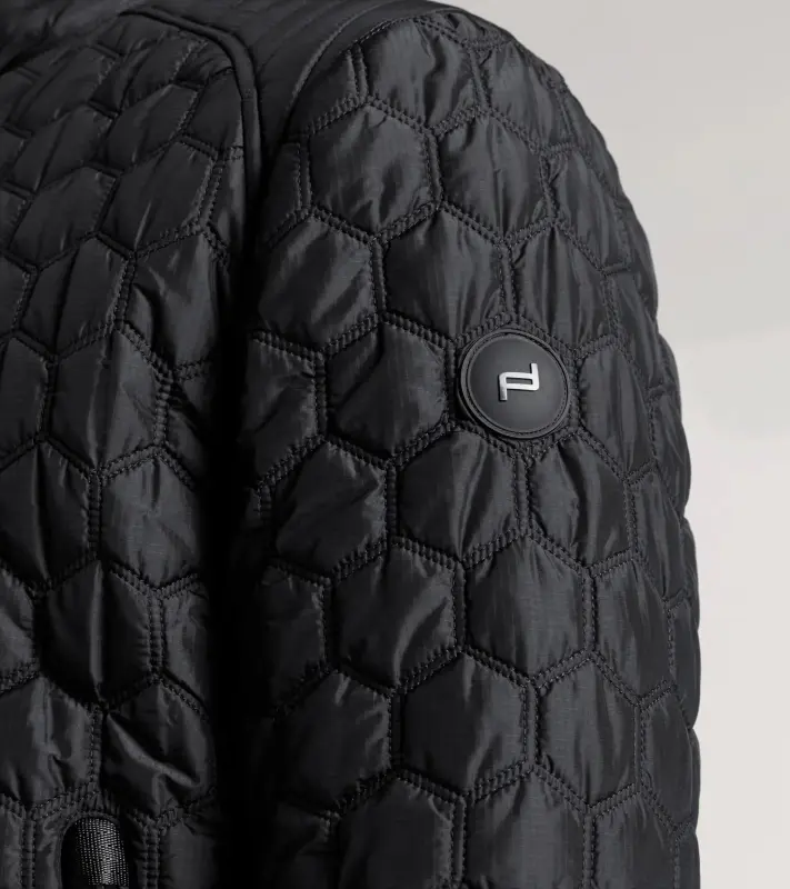PORSCHE DESIGN Lightweight Jacket Bunda prošívaná odlehčená na zip s šestiúhelníkovým vzorem černá
