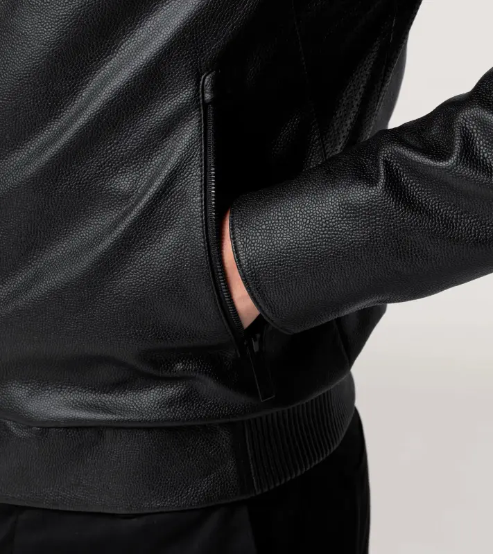 PORSCHE DESIGN Cabrio Leather Jacket Bunda kožená s odnímatelným límcem a podšívkou černá