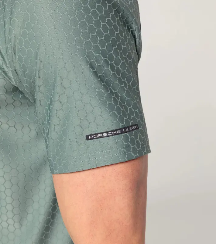 PORSCHE DESIGN Hexagon T-shirt Tričko volnočasové sportovní s kulatým výstřihem logem a šestihranným vzorem mátová zelená