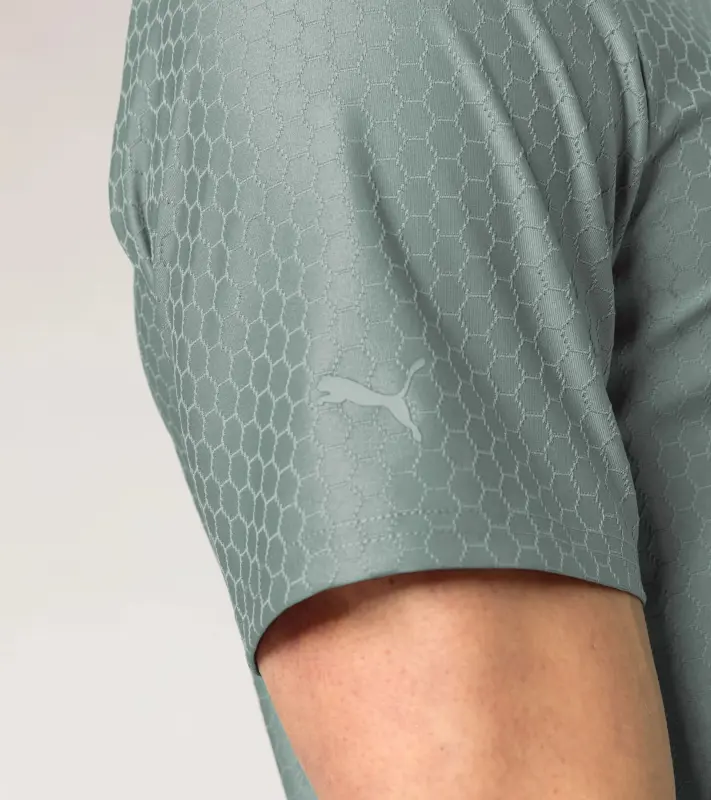 PORSCHE DESIGN Hexagon Polo Shirt Polokošile tričko s límečkem a knoflíčky se šestihranným vzorem mátová zelená