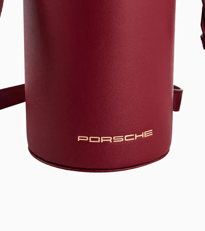 PORSCHE Cup holder shoulder bag Taška přes rameno kožená na termosku červená vínová se zlatými prvky