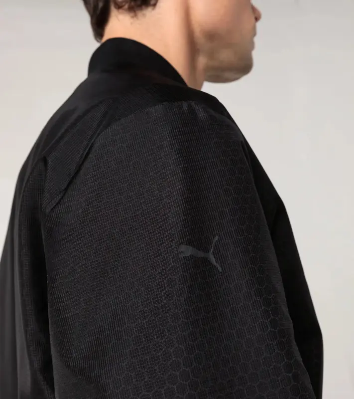 PORSCHE DESIGN Masterpiece blouson Bunda volnočasová sportovní na zip s šestiúhelníkovým vzorem černá