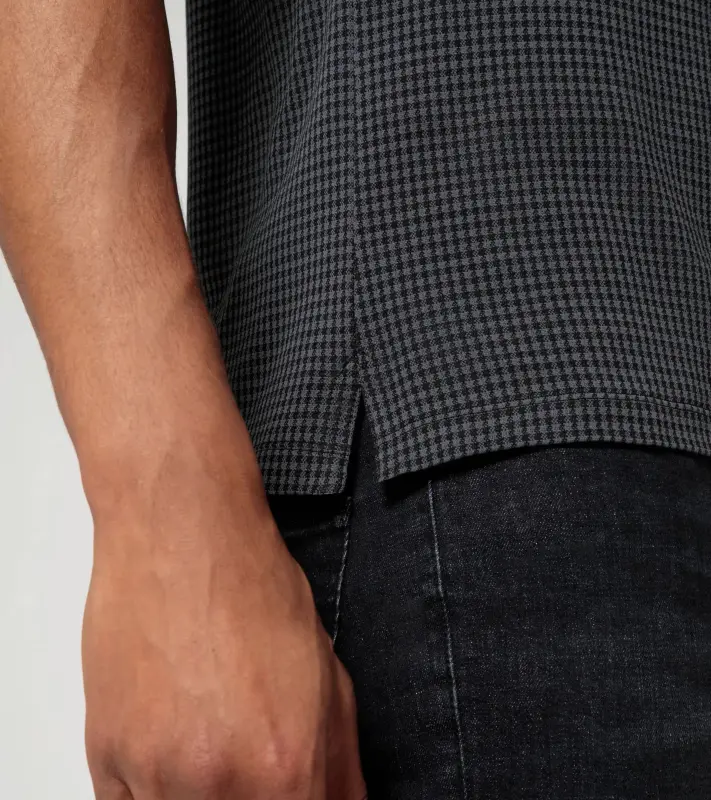 PORSCHE DESIGN Targa T-Shirt Tričko s kulatým výstřihem žakárové s výrazným vzorem pepita černošedá