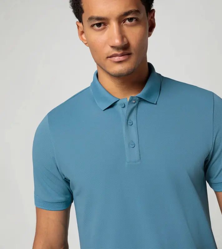 PORSCHE DESIGN Men's Polo Shirt Polokošile tričko s límečkem a knoflíčky světle modrá