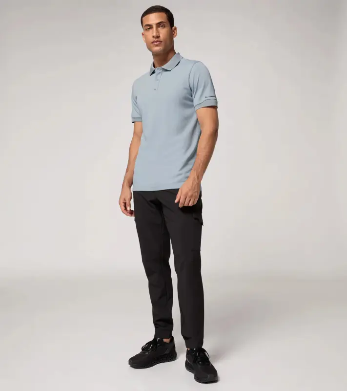PORSCHE DESIGN Men's Polo Shirt Polokošile tričko s límečkem a knoflíčky světle šedá