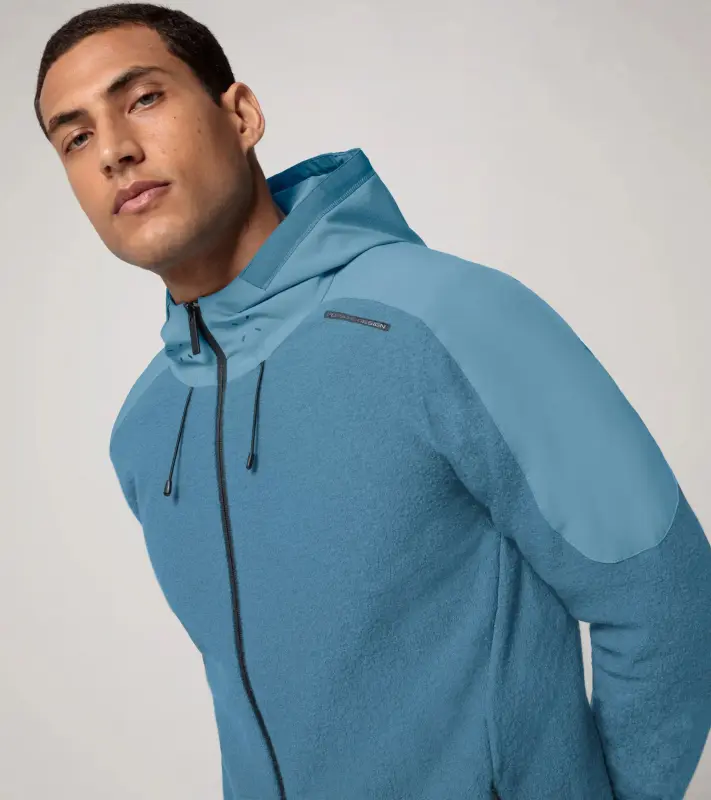 PORSCHE DESIGN Wool Mix Jacket Bunda sportovní s kapucí z merina světle modrá
