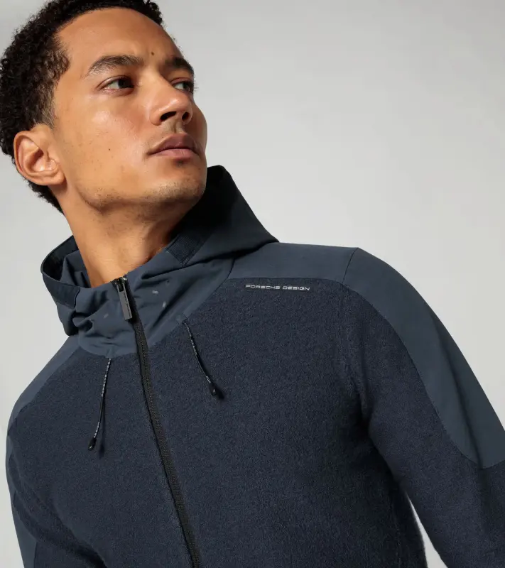PORSCHE DESIGN Wool Mix Jacket Bunda sportovní s kapucí z merina tmavě modrá