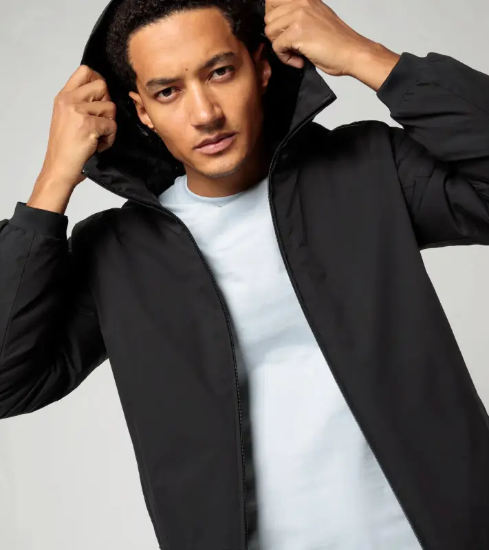 PORSCHE DESIGN Light blouson jacket Bunda volnočasová na zip s podšívkou a kapucí černá