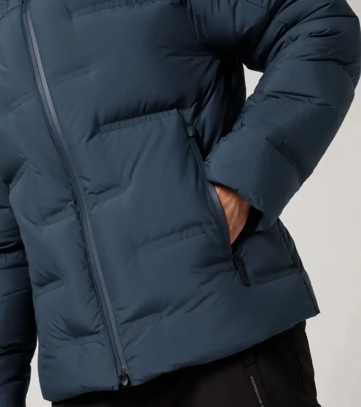 PORSCHE DESIGN Padded jacket Bunda prošívaná zimní s kapucí tmavě modrá
