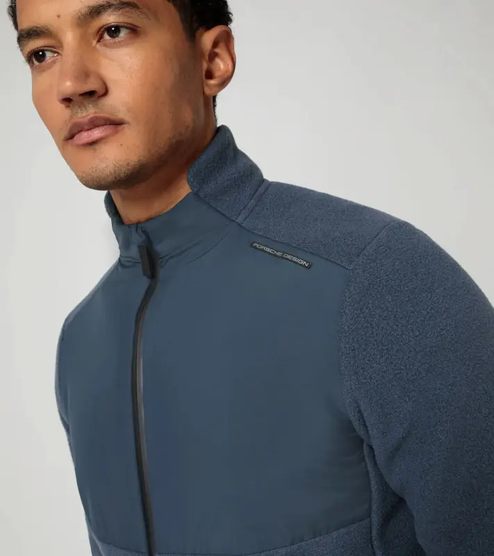 PORSCHE DESIGN Fleece midlayer jacket Bunda mikina flísová na zip s reliéfním vzorem hexagon tmavě modrá