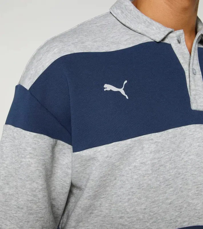 Porsche Race Americana jumper Porsche Legacy x PUMA Svetr s límečkem a knoflínky tmavě modrá s pruhy