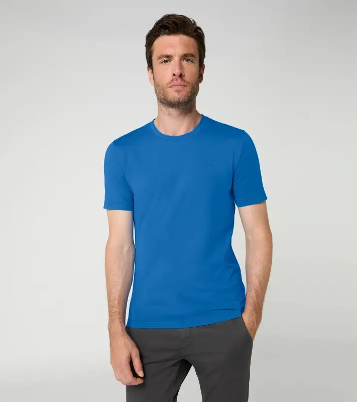 PORSCHE DESIGN Crew Neck T-Shirt Tričko bavlněné elastické s výstřihem ke krku modré