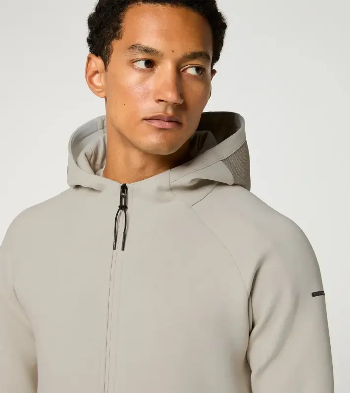 PORSCHE DESIGN Hooded Sweat Jacket Mikina na zip s kapucí decentními logy běžová