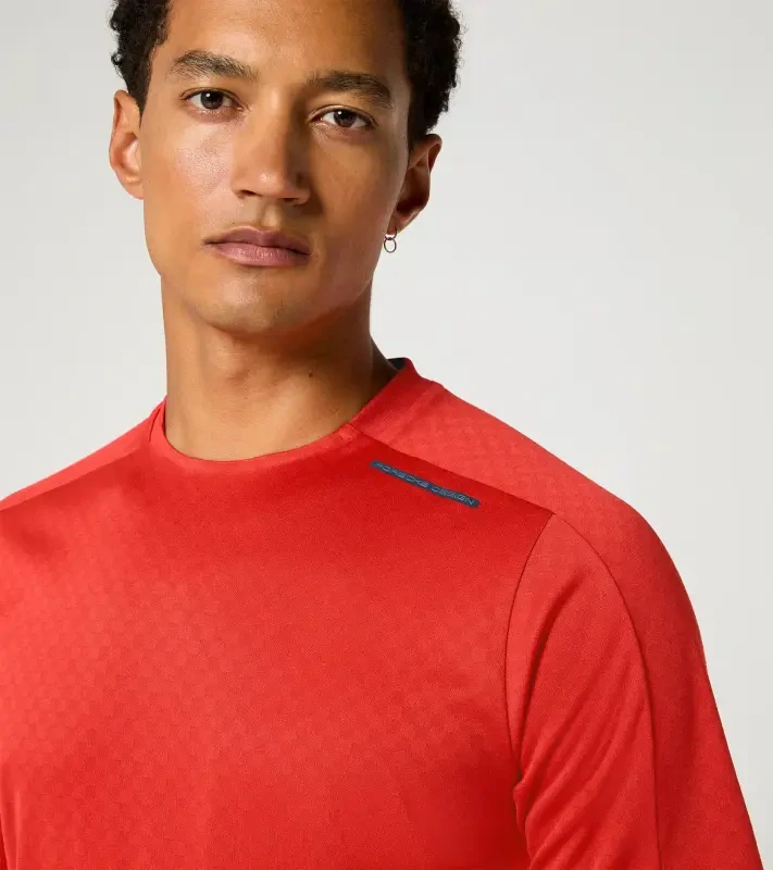 PORSCHE DESIGN Sport-Tex Jacquard T-Shirt Tričko žakárové s kulatým výstřihem lávově oranžová