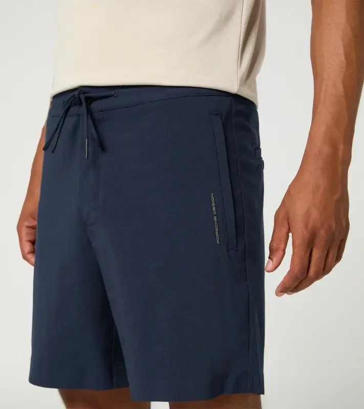 PORSCHE DESIGN Active shorts Kalhoty krátké šortky funkční s drukem a stahovací šňůrkou tmavě modrá