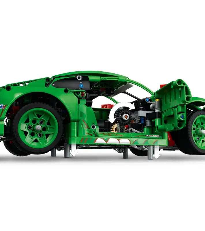 PORSCHE LEGO® Technic Porsche 911 GT3 R REXY AO Racing Race Car Skládací model sportovního vozu 1313 dílků zelená s dino motivy