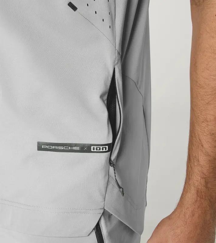 PORSCHE Bike shirt Unisex Tričko cyklistické sportovní funkční s potiskem a logem světle šedá