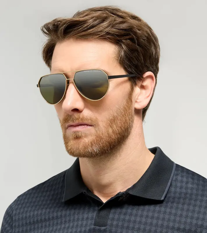 PORSCHE DESIGN P'8996 Targa #3 Sunglasses Sluneční brýle černozlaté s polarizovanými zelenými skly se zrcadlovým efektem