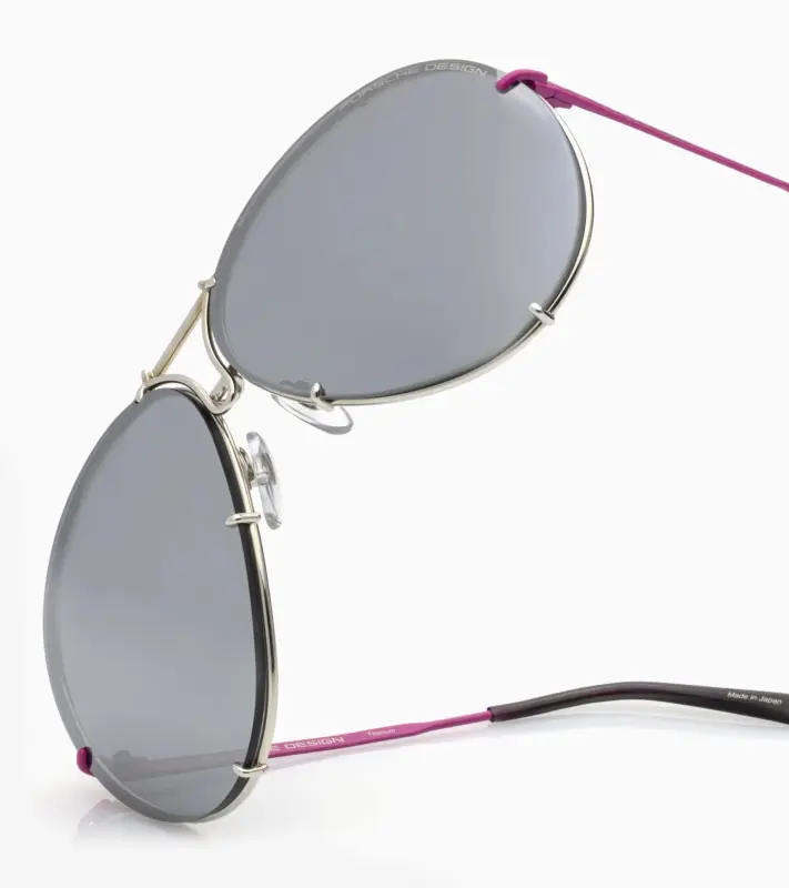 PORSCHE DESIGN P´8478 Sunglasses Iconic Aviator #1 Ladies Capsule Sluneční brýle Pilotky dámské šedorůžové s výměnnými skly v růžovém nebo šedostříbrném gradientu