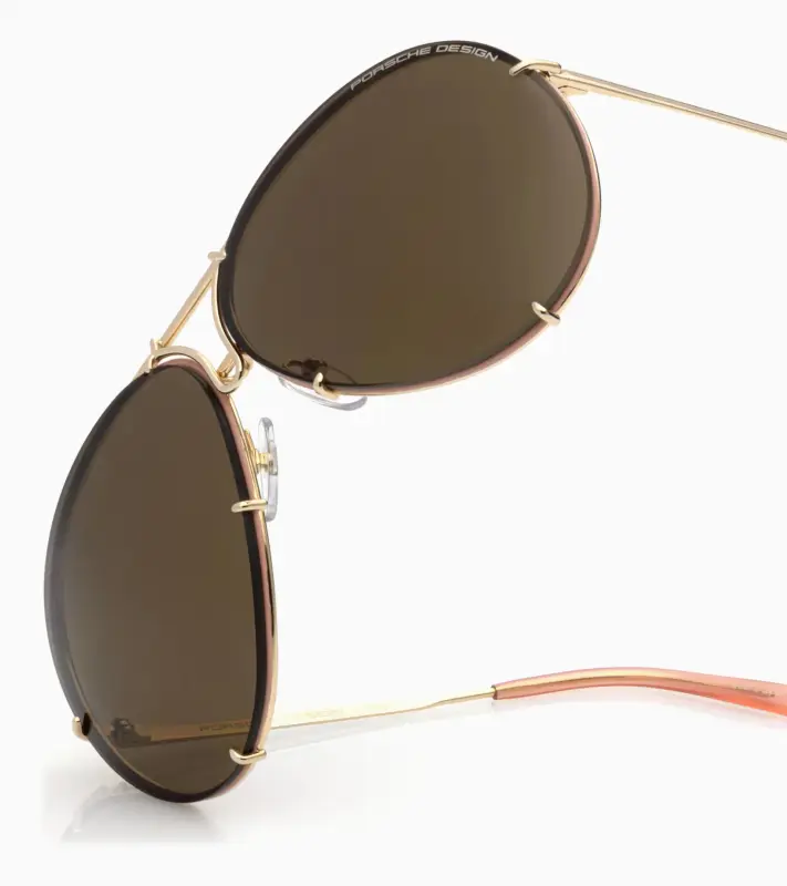 PORSCHE DESIGN P´8478 Sunglasses Iconic Aviator #1 Ladies Capsule Sluneční brýle Pilotky dámské zlatorůžové s výměnnými skly v teracotovém gradientu nebo hnědé