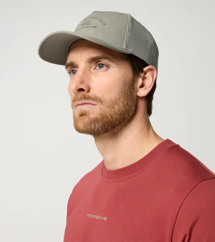 PORSCHE Trucker Cap There Is No Substitute Čepice kšiltovka s potiskem šedozelená