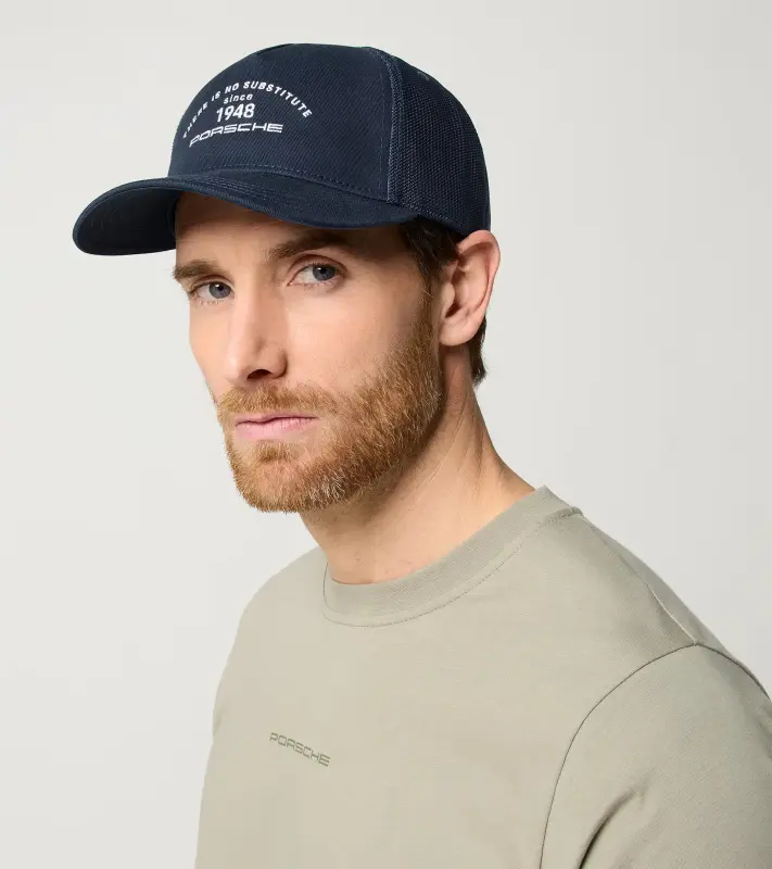 PORSCHE Trucker Cap There Is No Substitute Čepice kšiltovka s potiskem tmavě modrá