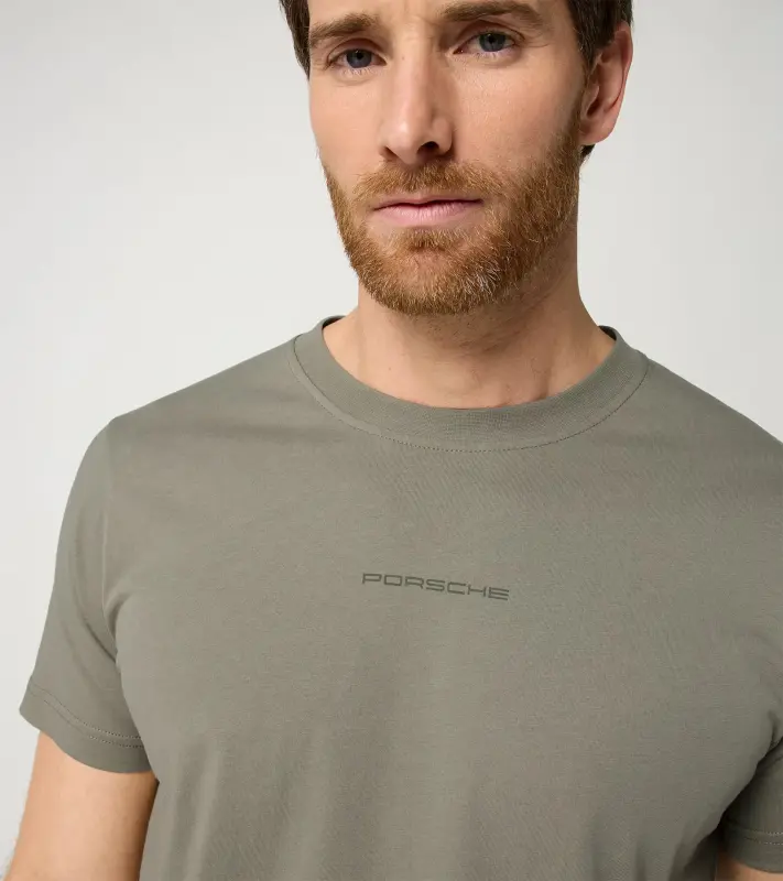 PORSCHE T-Shirt There Is No Substitute Unisex Tričko s kulatým výstřihem volnočasové sportovní bavlněné v šedozelené