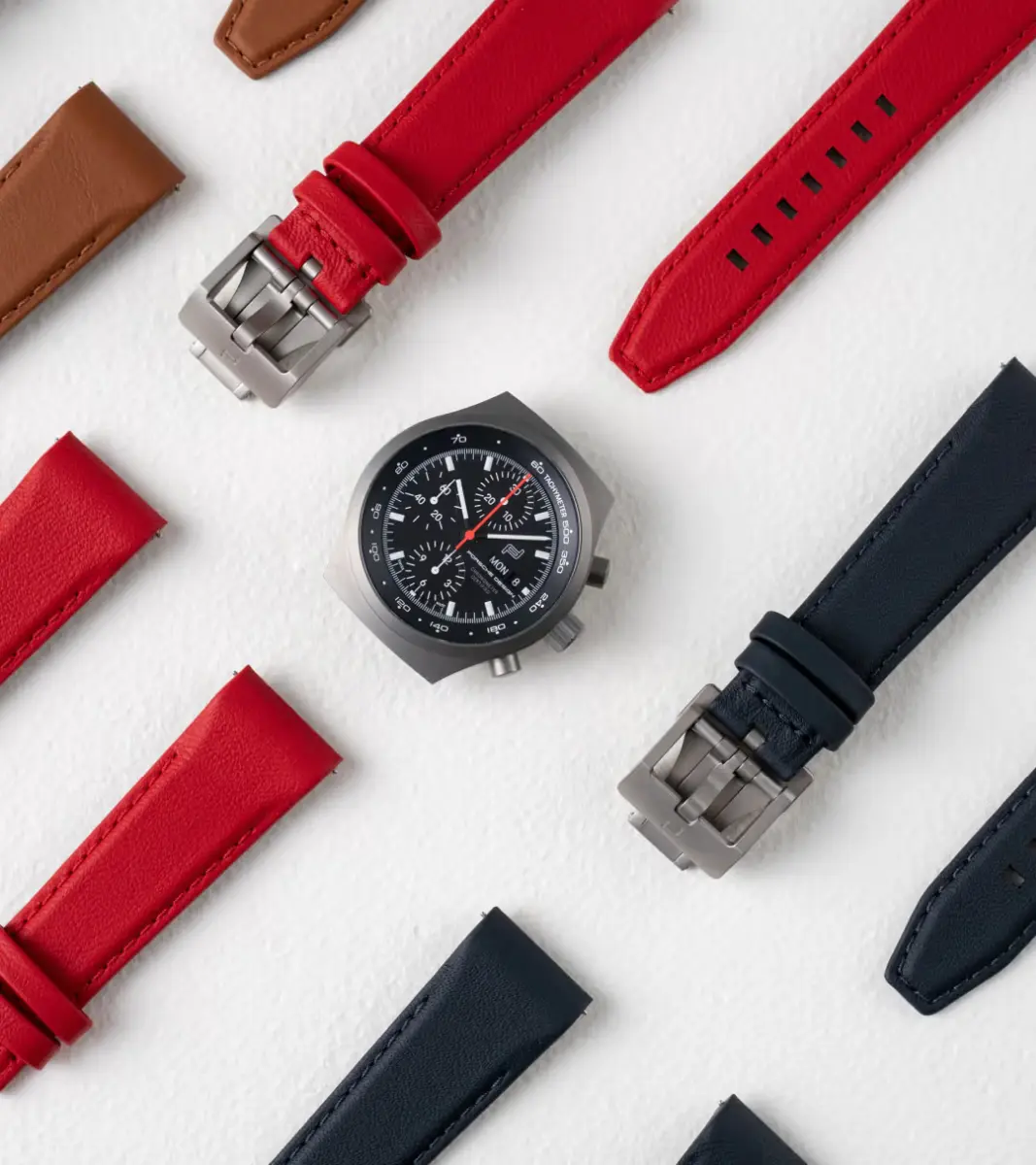 Porsche Design Chronograph 1 – All Titanium Numbered Edition hodinky s černým řemínkem