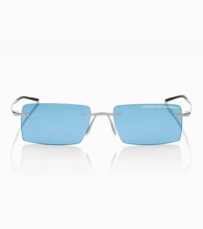 PORSCHE DESIGN P´86018 Sunglasses Liquid Titanium #8 Sluneční brýle bezrámečkové uni v barvě palladium se světle modrými skly