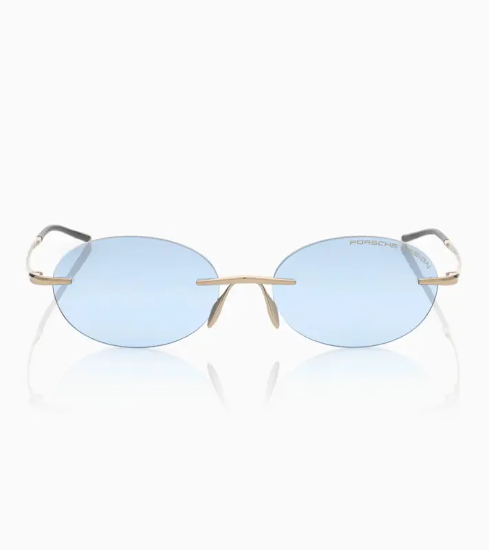 PORSCHE DESIGN P´86017 Sunglasses Liquid Titanium #7 Sluneční brýle bezrámečkové uni v barvě zlaté se světle modrými skly