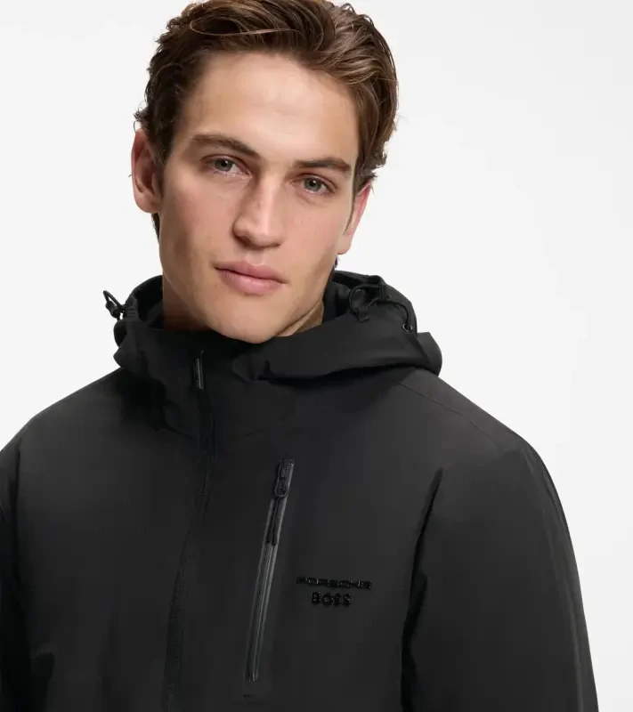 PORSCHE DESIGN Three-in-one jacket Porsche x BOSS  Bunda lehká bomberka ve třech variantách s reliéfním logem černá