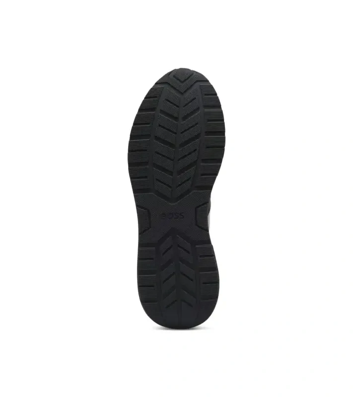 PORSCHE DESIGN Leather Sneaker with perforated details Porsche x BOSS Obuv volnočasová neformální kožená s logem černá