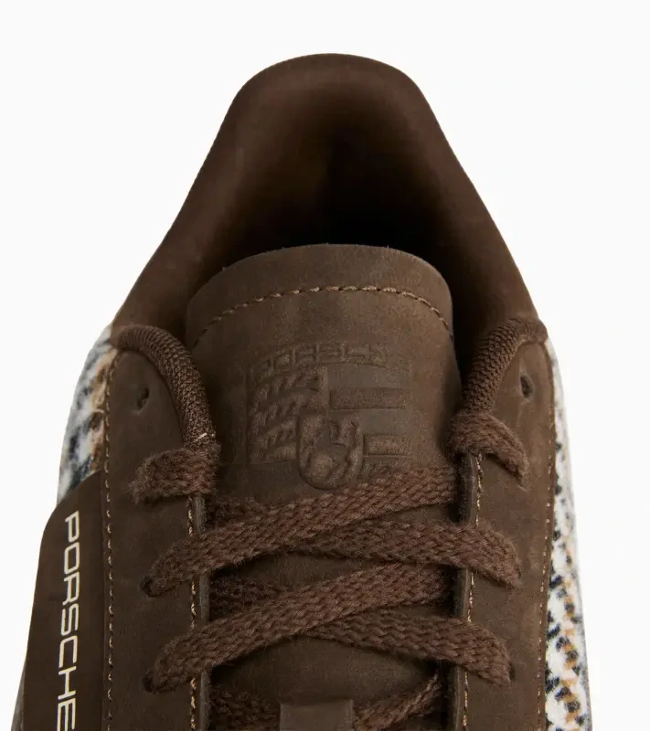 PORSCHE DESIGN 911 Pepita Palermo Sneakers Obuv volnočasová sportovní v retro stylu kostkovaná hnědobílá