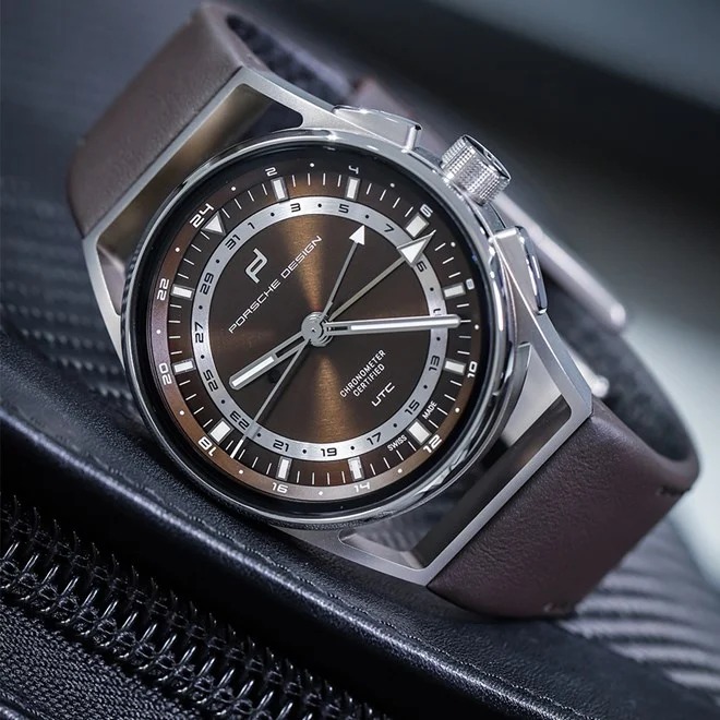 Porsche Design 1919 GLOBETIMER UTC hnědá titanium brown