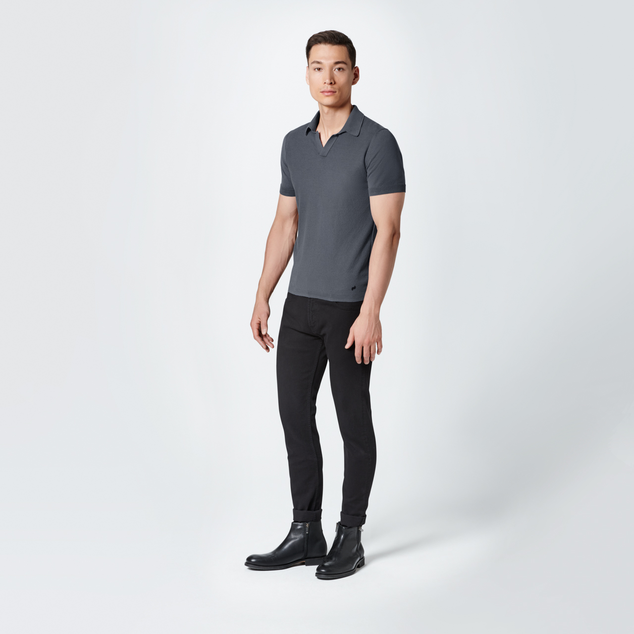 Porsche Design Casual Knit Polo Tričko s límečkem šedé