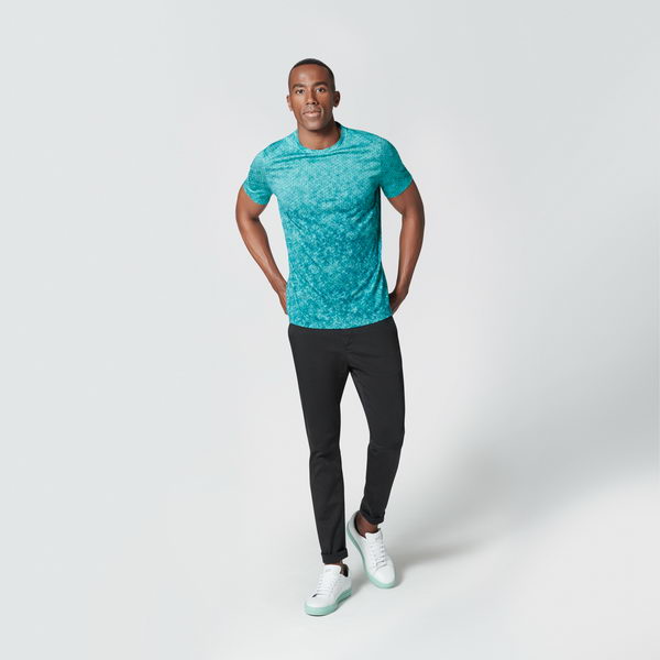 Porsche Design None Pollution Printed Tee Tričko bavlněné s potiskem svítivě tyrkysová neon mint ombré