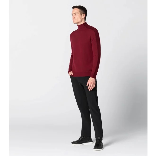 Porsche Design STRIPED TURTLE NECK SWEATER SWEATER Svetr ke krku červená rhubarb red melange