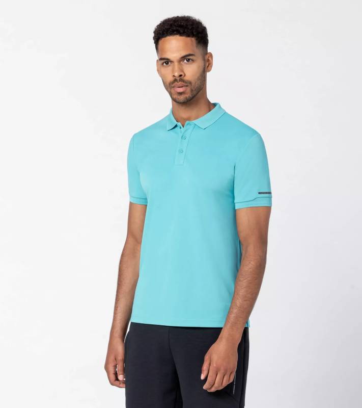 PORSCHE DESIGN Men's Polo Tričko s límečkem světle modrá porcelánová