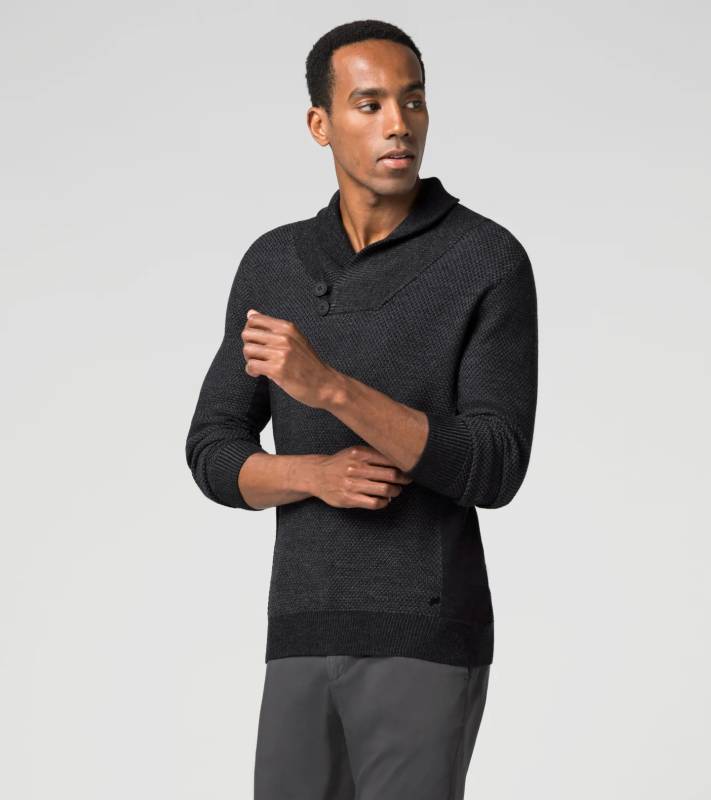 PORSCHE DESIGN Shawl Collar Sweater Svetr se šálovým límcem černý