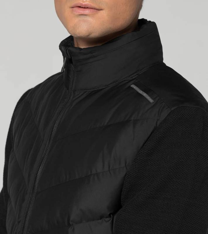 PORSCHE DESIGN Hybrid Jacket Volnočasová prošívaná bunda s pletenými rukávy černá
