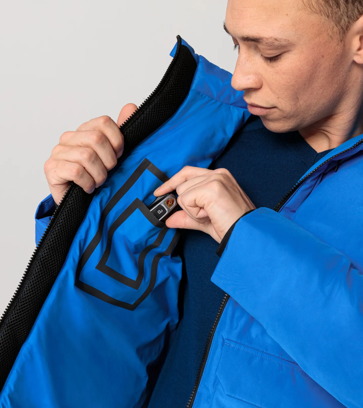 PORSCHE DESIGN Padded Jacket Bunda prošívaná zimní vyteplená s kapsami ultra modrá