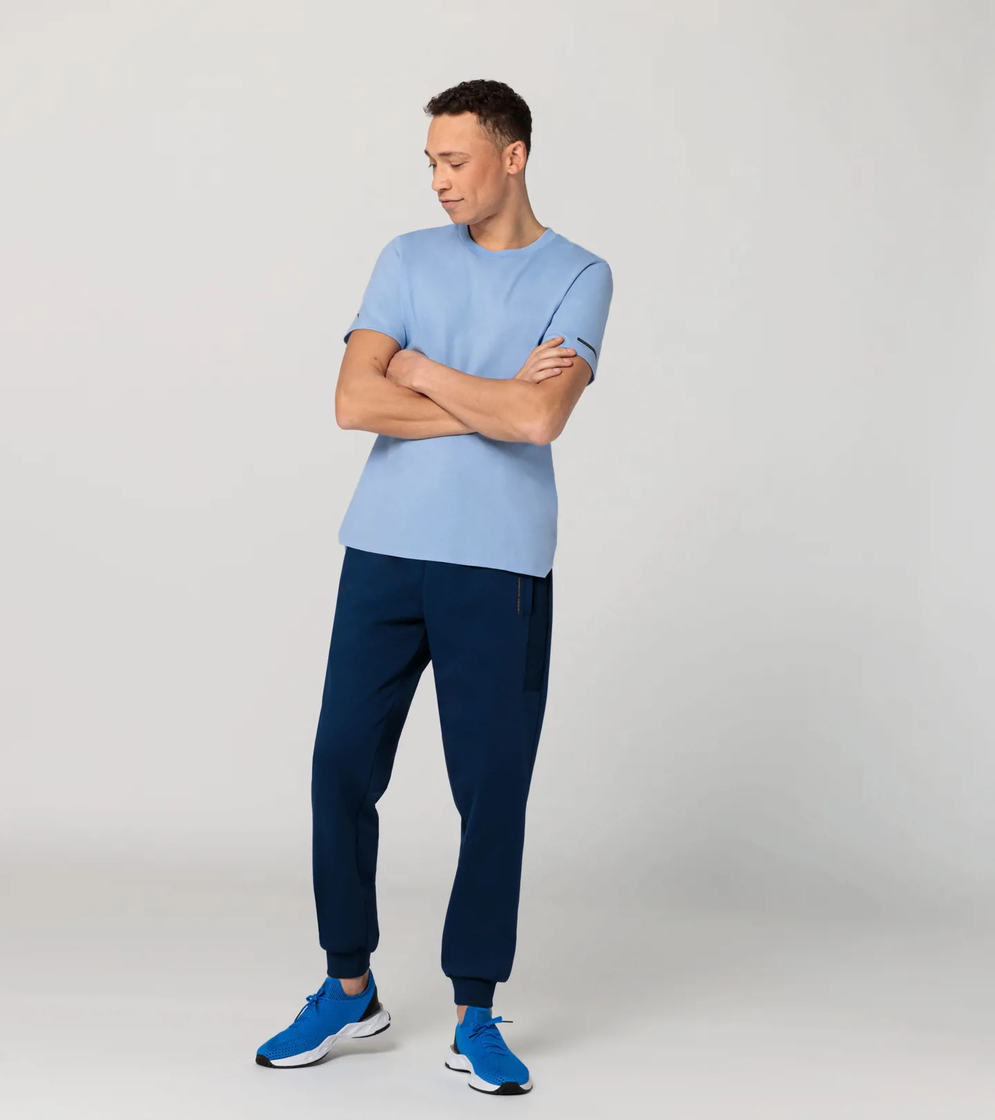 PORSCHE DESIGN Essential T-Shirt Tričko s kulatým výstřihem a logem pastelová modrá