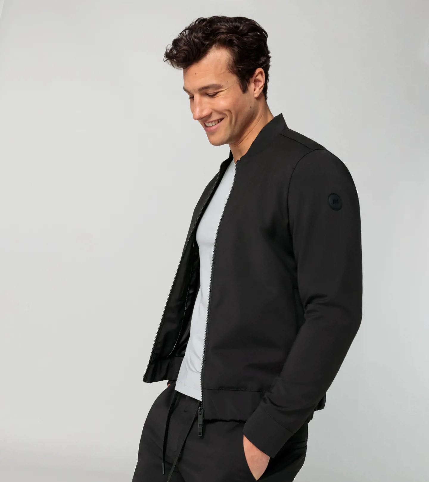 PORSCHE DESIGN Athleisure blouson Bunda módní volnočasová pro období podzim jaro černá