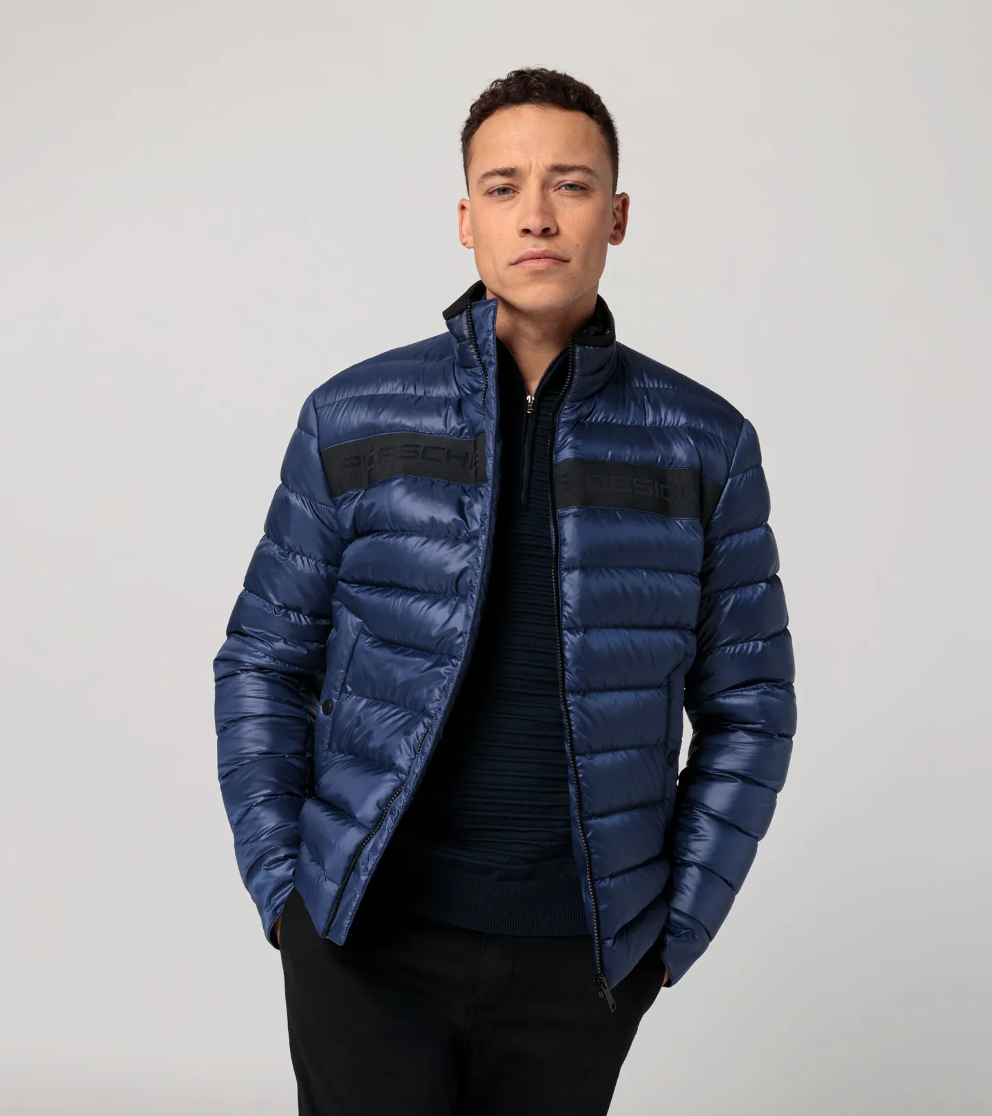 PORSCHE DESIGN Lightweight puffer jacket Bunda prošívaná odlehčená tmavší modrá