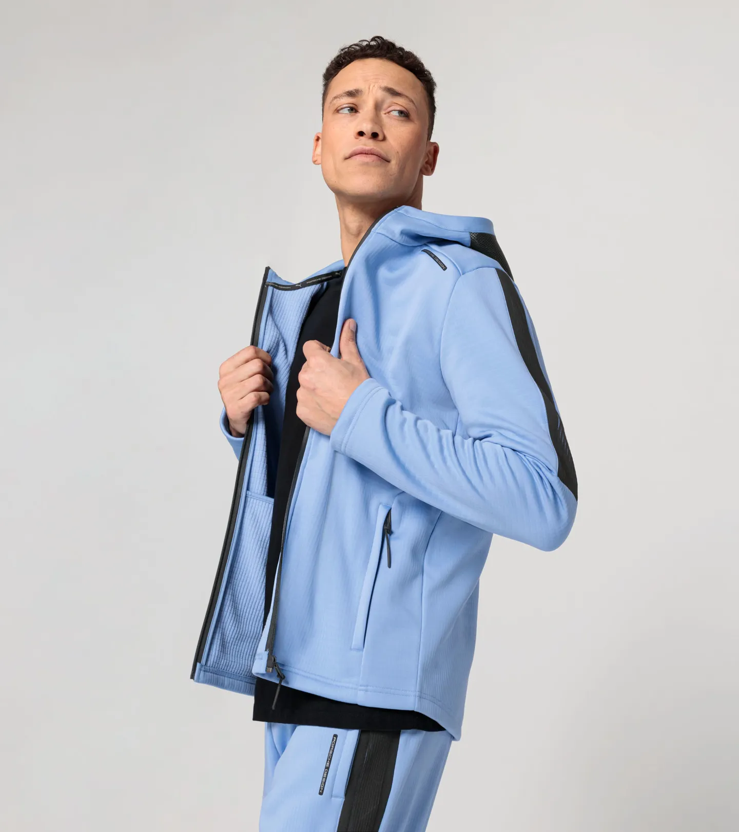 PORSCHE DESIGN Hooded sweat jacket Mikina s kapucí funkční pastelová modrá