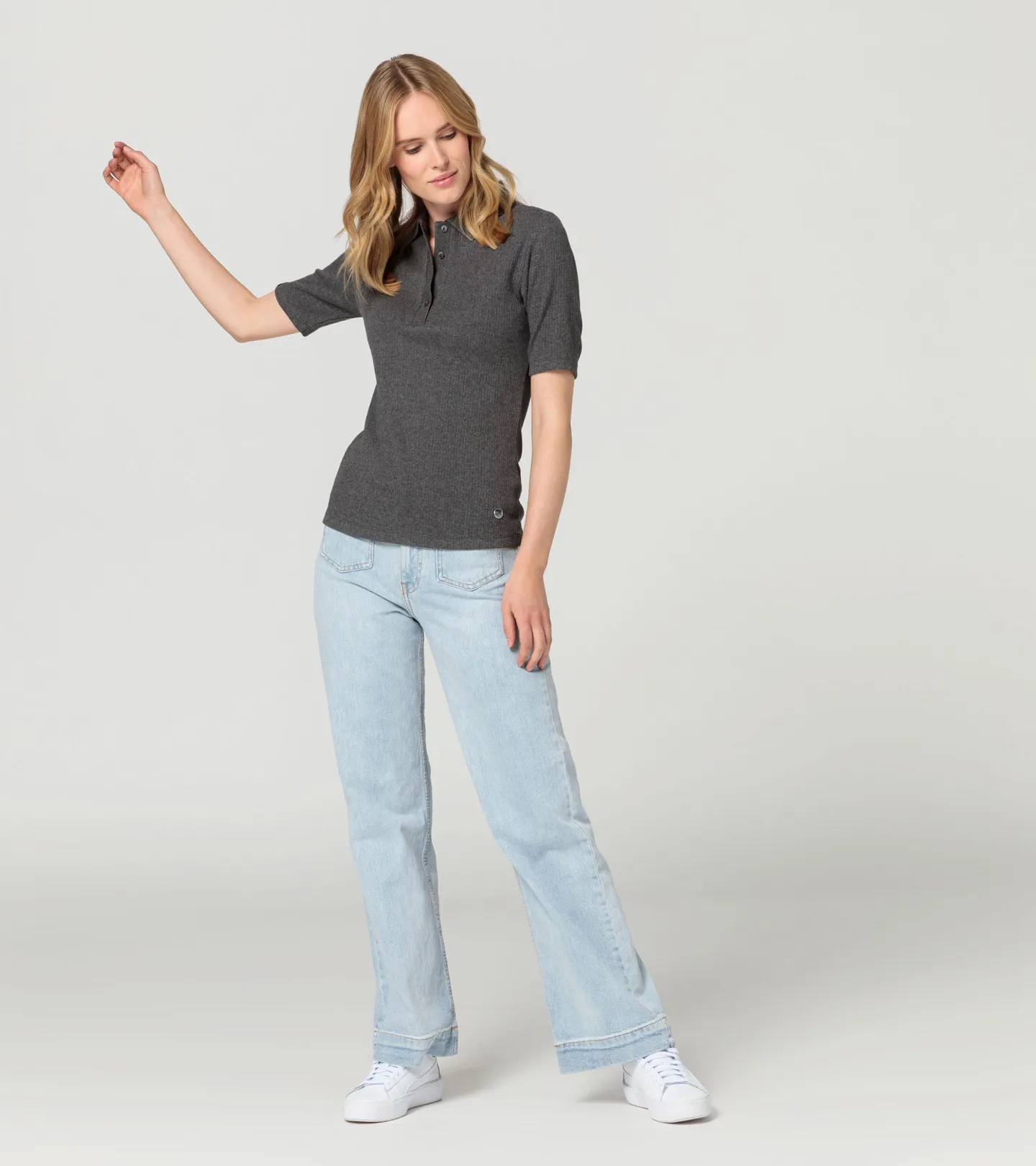 PORSCHE DESIGN Women's polo shirt 60Y Porsche 911 Tričko dámské s límečkem a knoflíky šedá