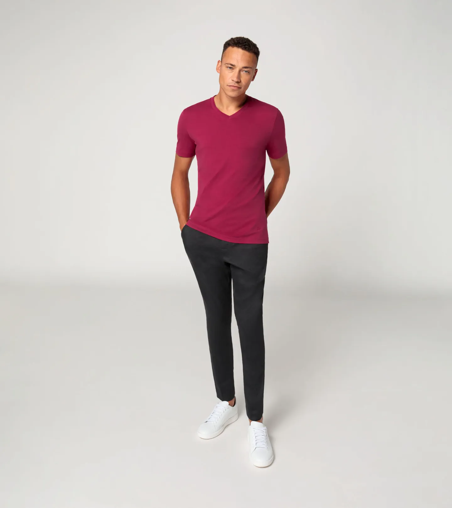 PORSCHE DESIGN V-neck T-shirt Tričko s výstřihem do V bavlněné purpurová