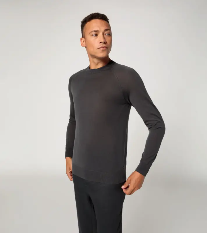 PORSCHE DESIGN Crew neck pullover Svetr pulovr s kulatým výstřihem asfaltově šedá