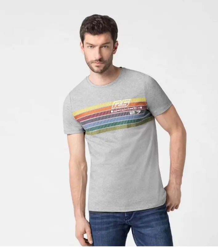PORSCHE T-shirt RS 2.7 Tričko s kulatým výstřihem šedá s pruhy